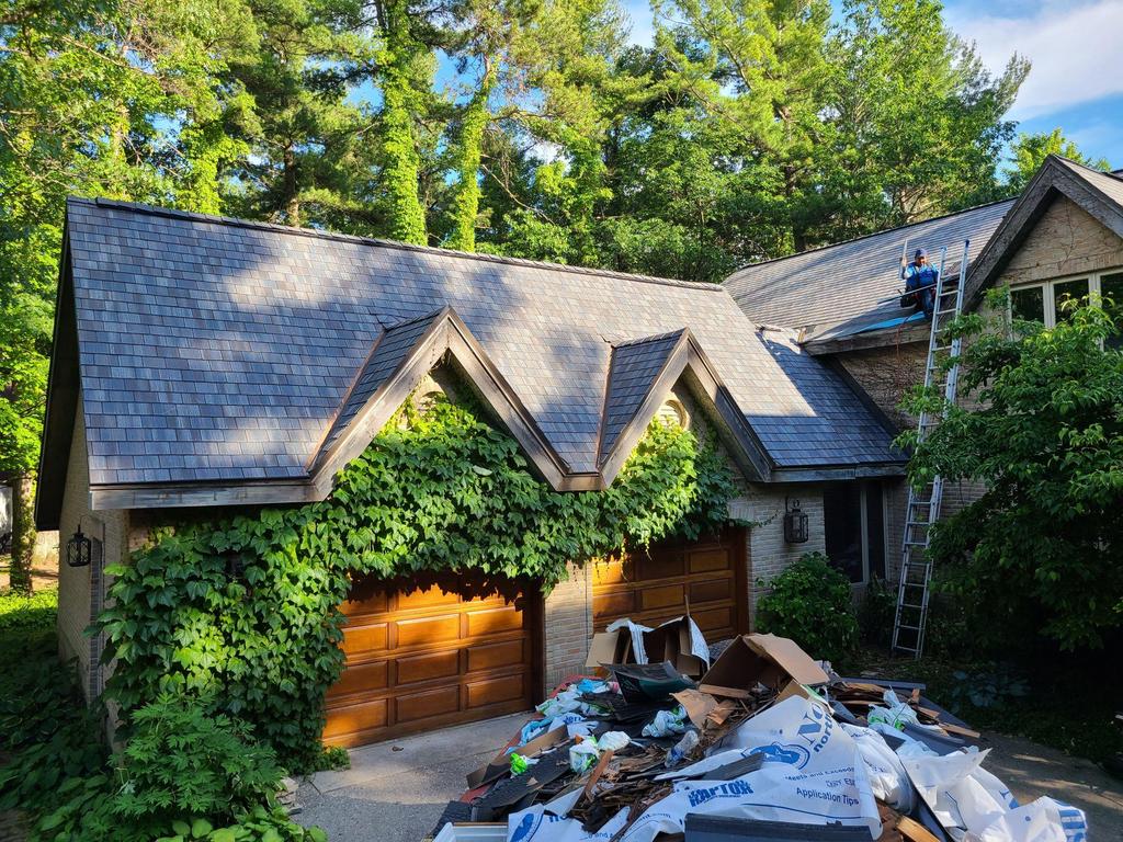 roofing with plants hanging on the roof