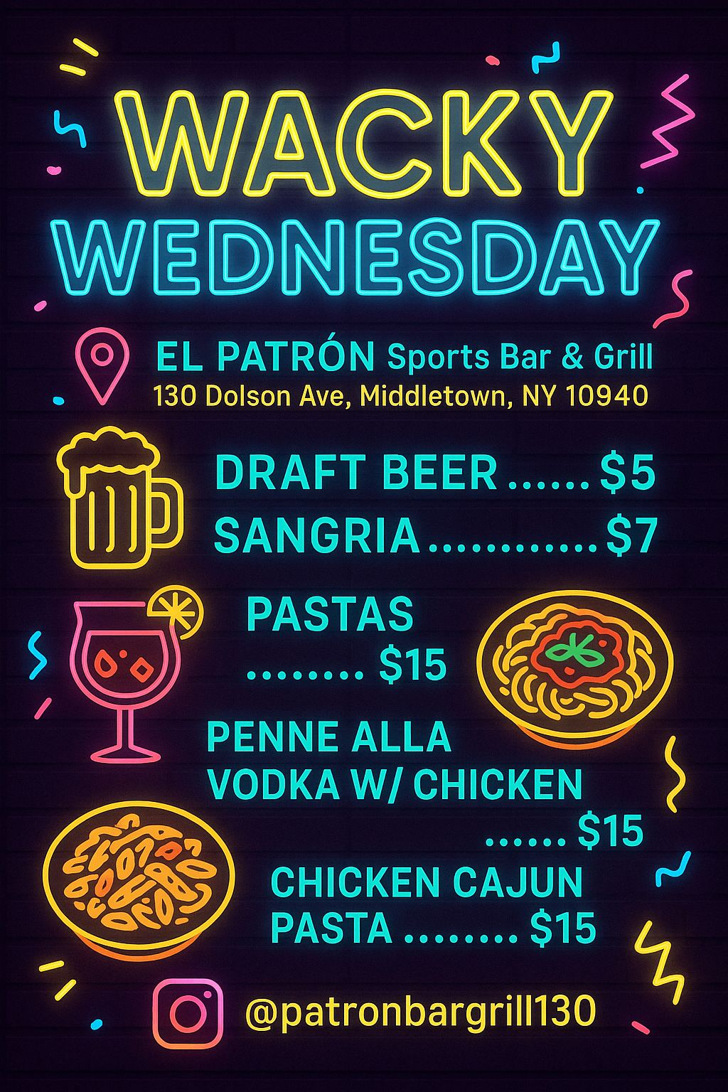Wednesday drink and food specials