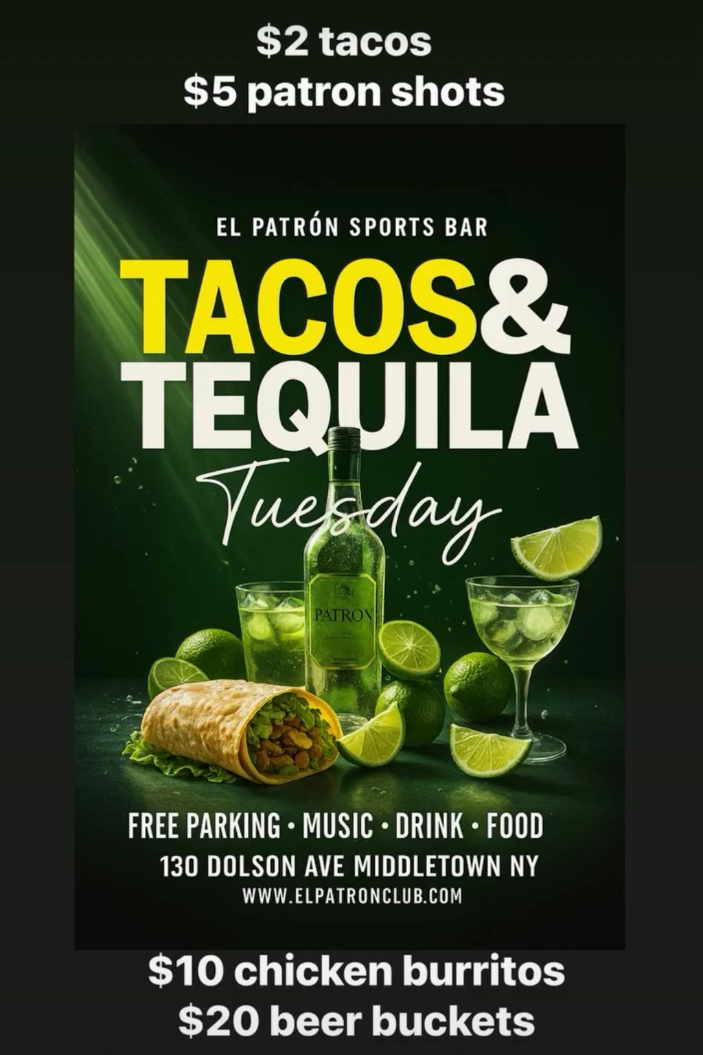 Tuesday drink and food specials