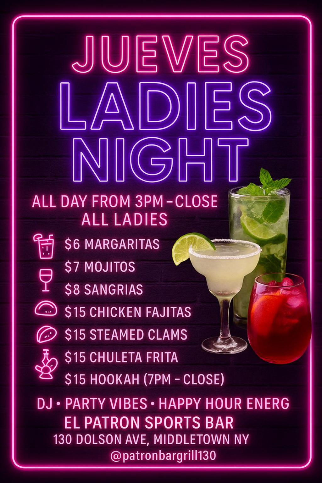 Thursday drink and food specials