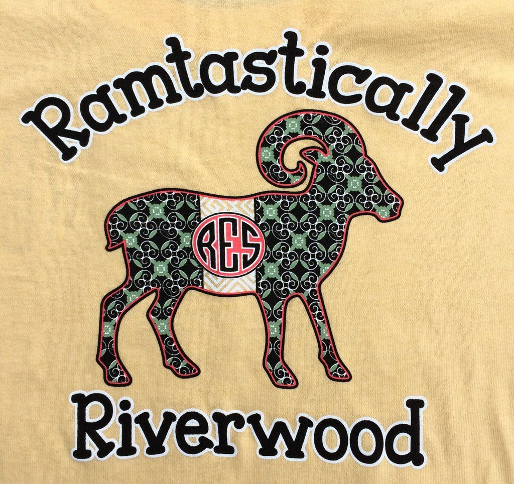 A graphic on a yellow background shows a ram with a dark floral pattern and a monogram 