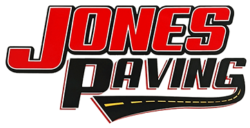 Jones Paving logo in red and black with a stylized road graphic
