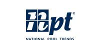 National Pool Trends logo in blue with stylized white letters on a white background