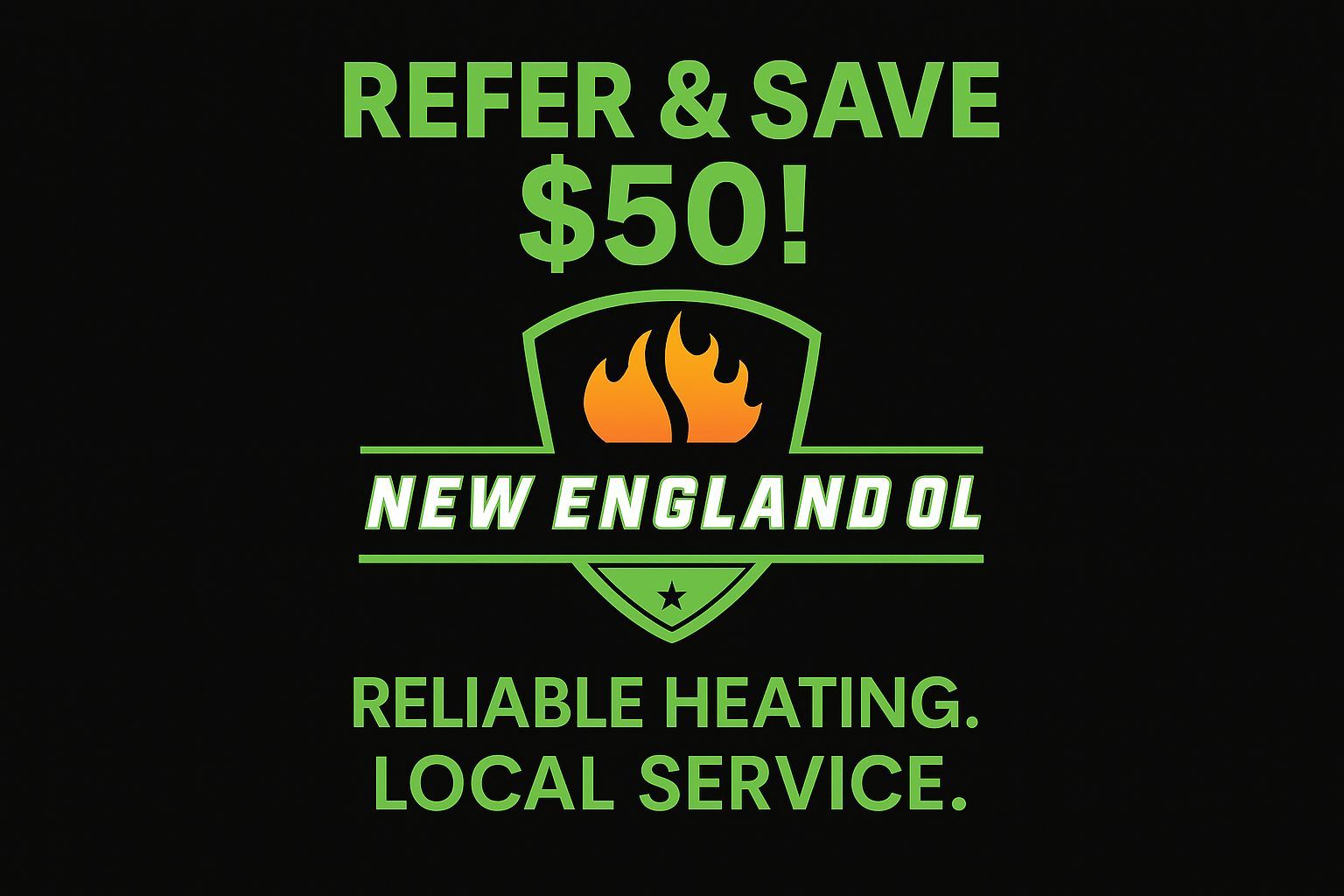 Green and black ad for New England Oil:
