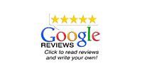 Google Reviews logo with gold stars and the text “Click to read reviews and write your own”