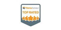 HomeAdvisor Top Rated badge with gold stars on a gray shield