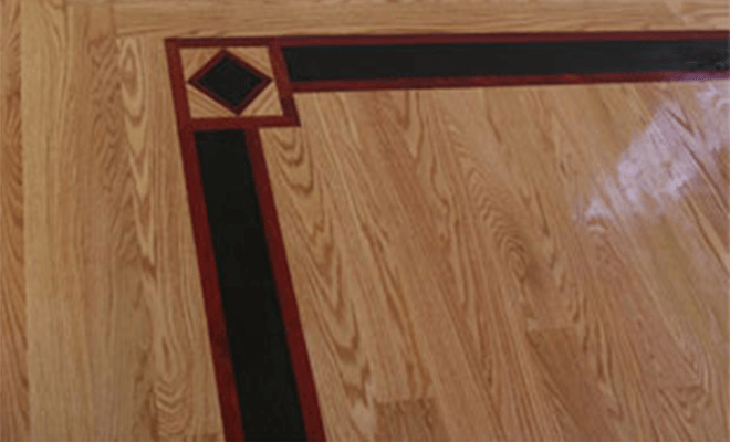 Border design on hardwood floor