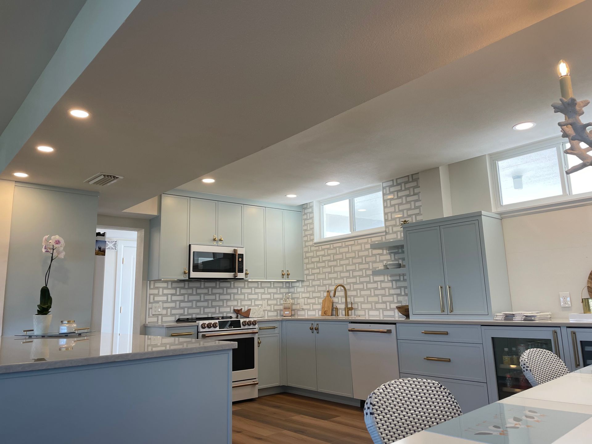 Beautiful kitchen with gray cabinets