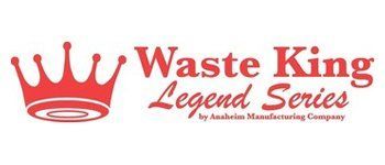 Red crown logo with text “Waste King Legend Series” in red and gray.