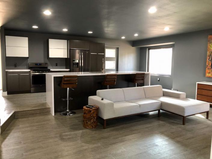 Custom waterfall island