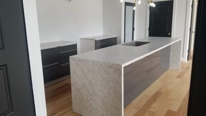 Custom waterfall island