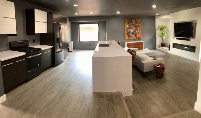 Custom waterfall island