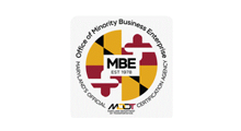 Maryland MBE certification agency logo. Features Maryland flag colors with