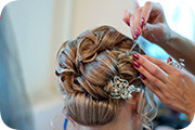 Bride at hairdressing salon