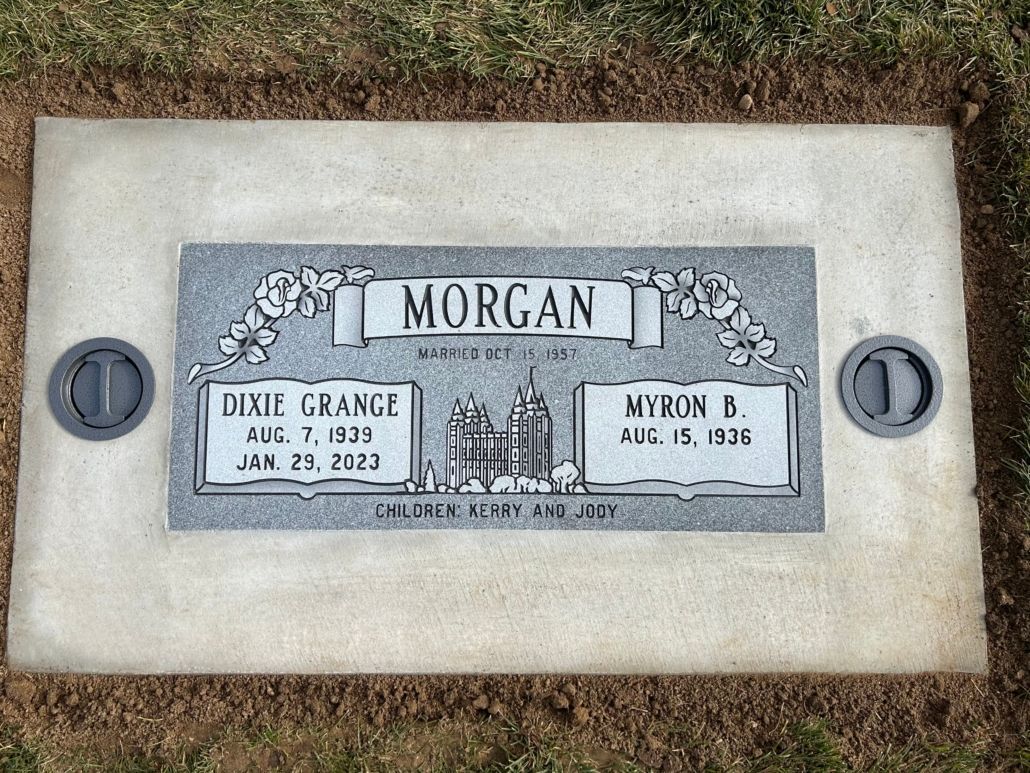 Headstone for two: Helen Grange, Aug 7, 1931-Jan 25, 2023, and Myron B., Nov 15, 1931-1983.