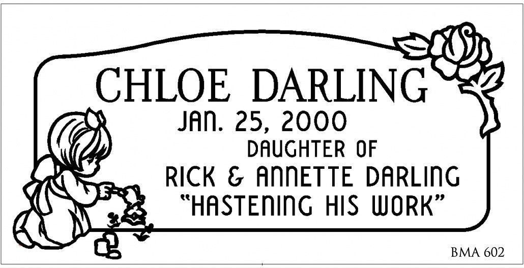 Gravestone for Chloe Darling, born January 25, 2000. 