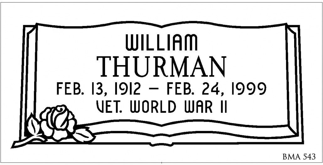 Gravestone of William Thurman: Dates, World War II veteran, with rose.
