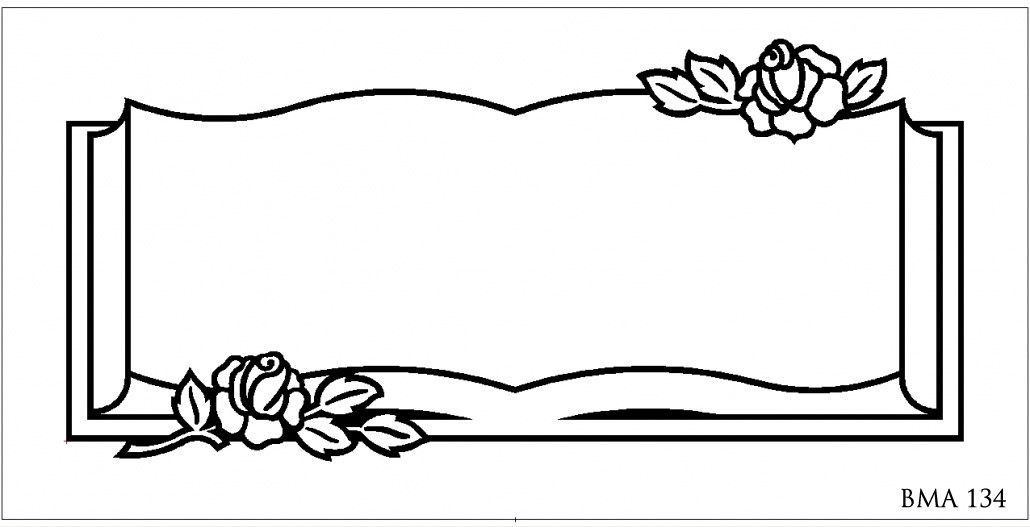 Blank rectangular headstone with rose floral accents.