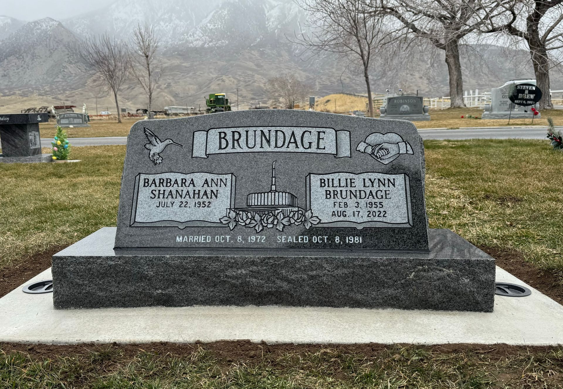 Tombstone engraved with 