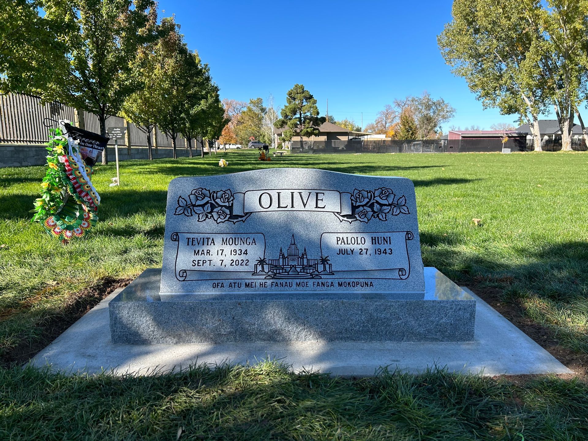 Tombstone in a cemetery with the name 