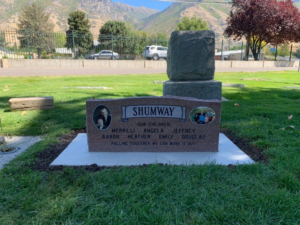 Headstone with photos, the name 