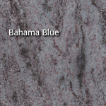 Bahama Blue granite countertop, speckled blue and red-brown.