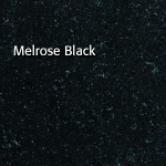 Melrose Black granite with flecks of light blue/white, likely used for countertops.