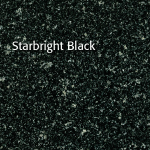 Starbright Black granite countertop, dark speckled with white and grey.