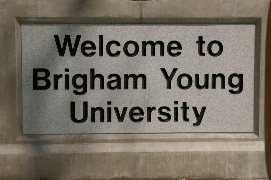 Sign reads Welcome to Brigham Young University