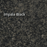 Impala Black granite: Dark, speckled stone with black and grey tones.