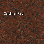 Cardinal Red granite stone with dark speckled patterns.