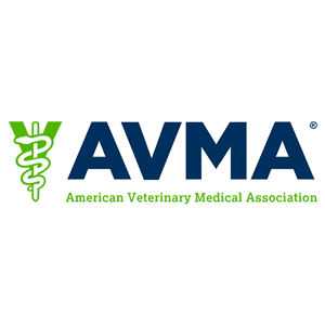 AVMA logo with green veterinary caduceus and blue initials, American Veterinary Medical Association text