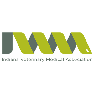 Indiana Veterinary Medical Association logo in green and gray with text below
