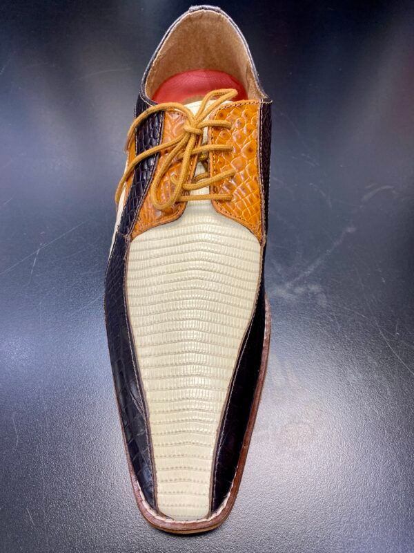 A close up of a pair of shoes on a table
