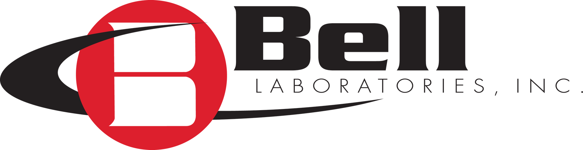 Bell Laboratories Inc. logo: Red circle with white B inside; black swoosh; Bell in bold black text.
