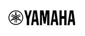 Yamaha logo in black with emblem and wordmark on a white background