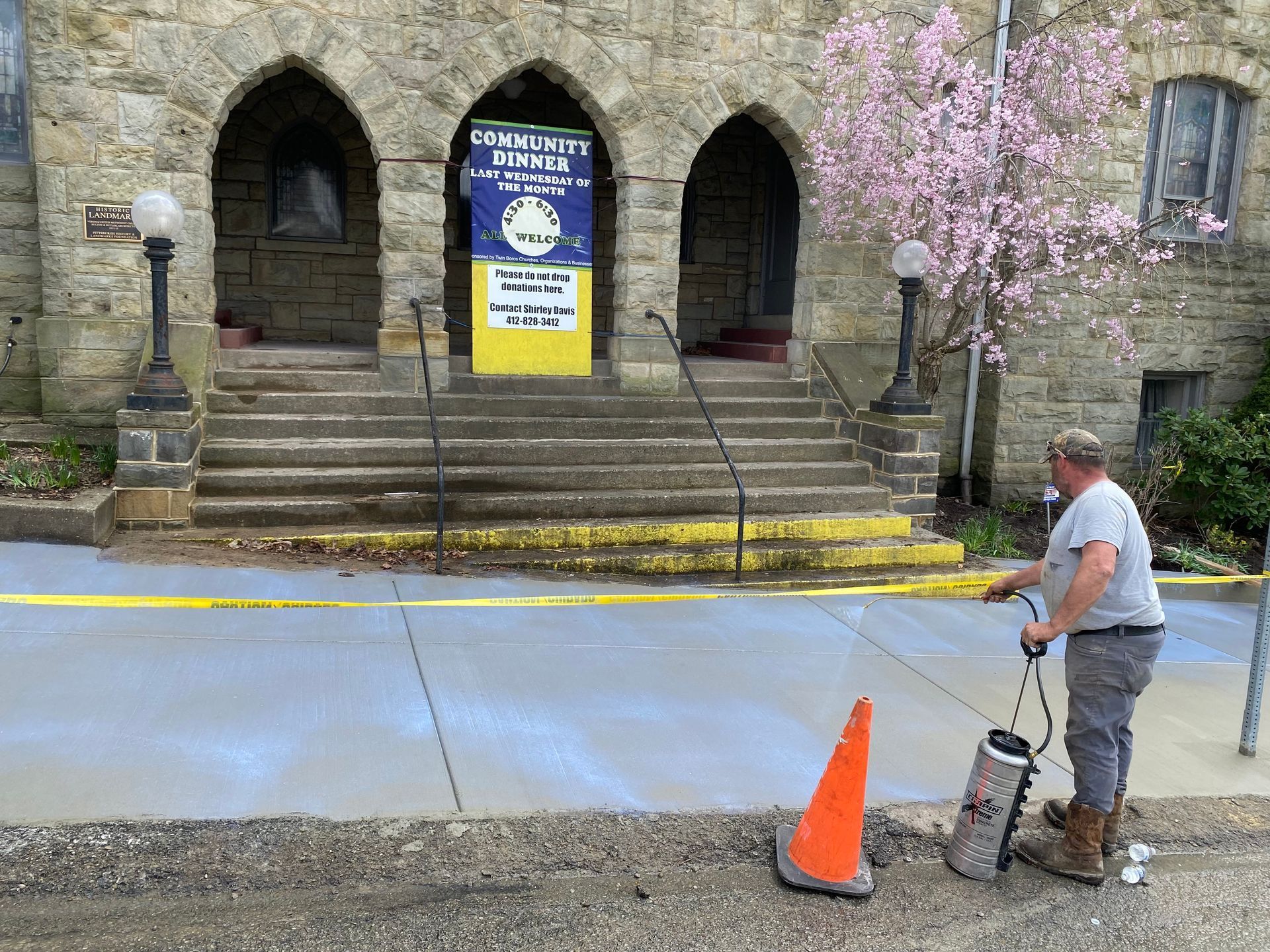 Worker spraying the concrete