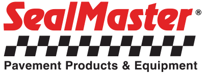 SealMaster logo with red text, black checkered stripe, and gray tagline “Pavement Products & Equipment”