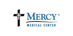 The mercy medical center logo has a cross on it.