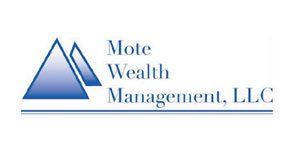 The mote wealth management llc logo is a blue triangle on a white background.