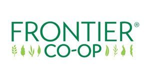 A green and white logo for frontier co-op