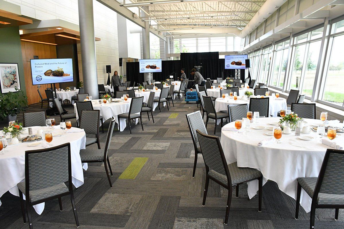 A corporate event reception