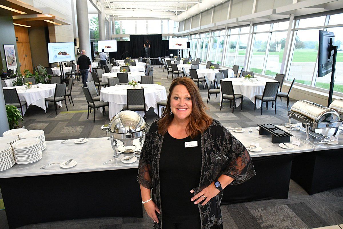 A woman at a corporate event