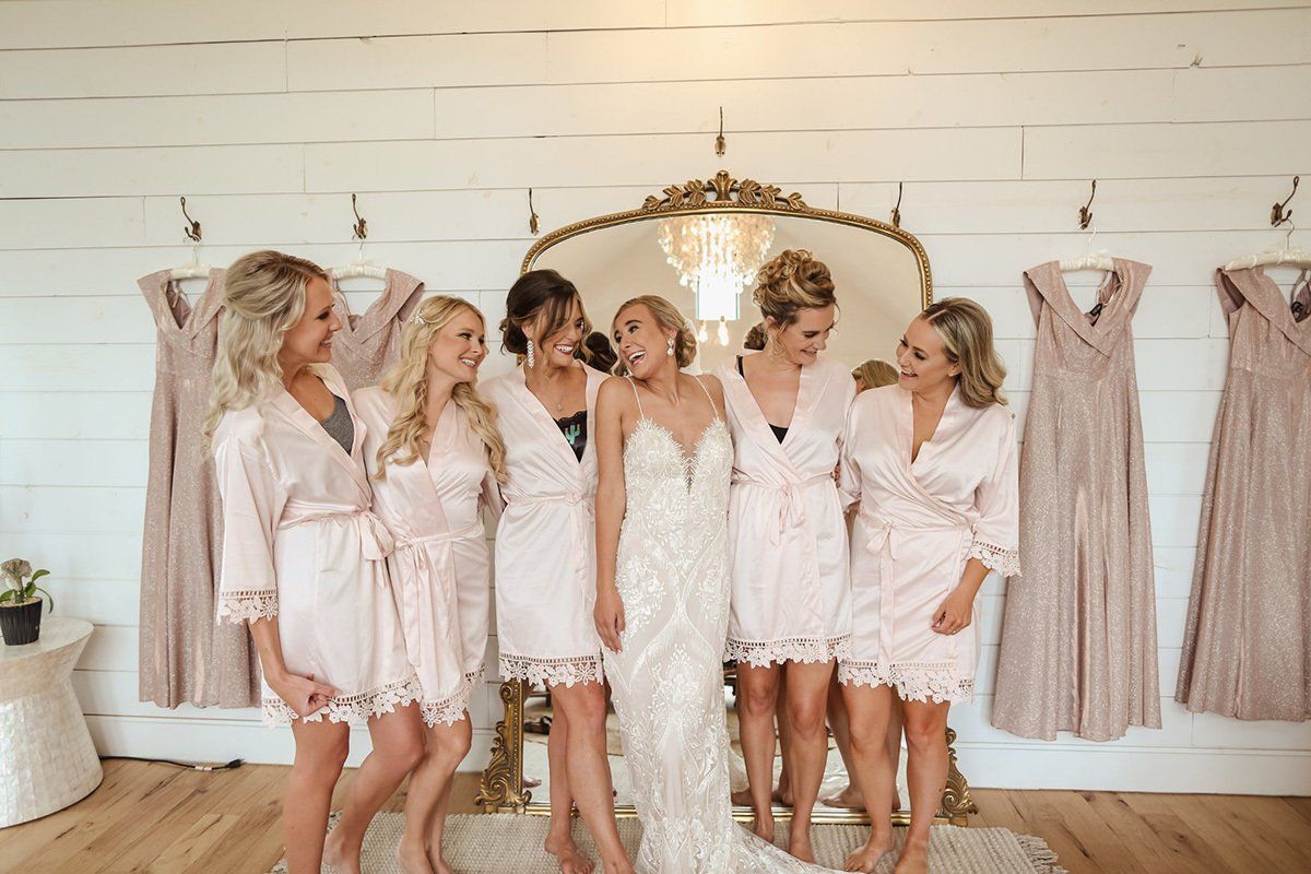 A beautiful bride with her bridesmaids
