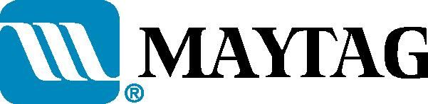 Maytag logo: blue square with 3 white waves, and black