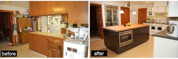 Before and After of the kitchen