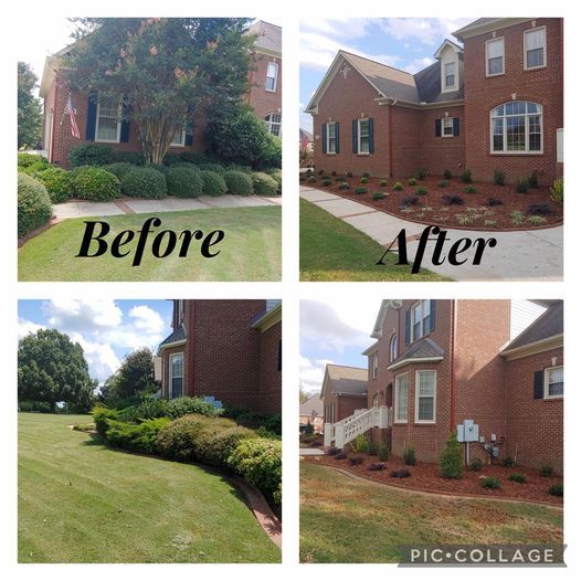 a before and after picture of a brick house