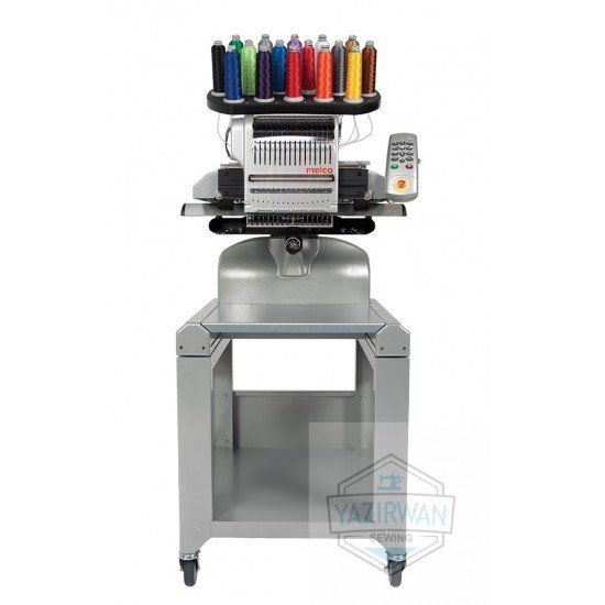 A machine with a bunch of spools of thread on it