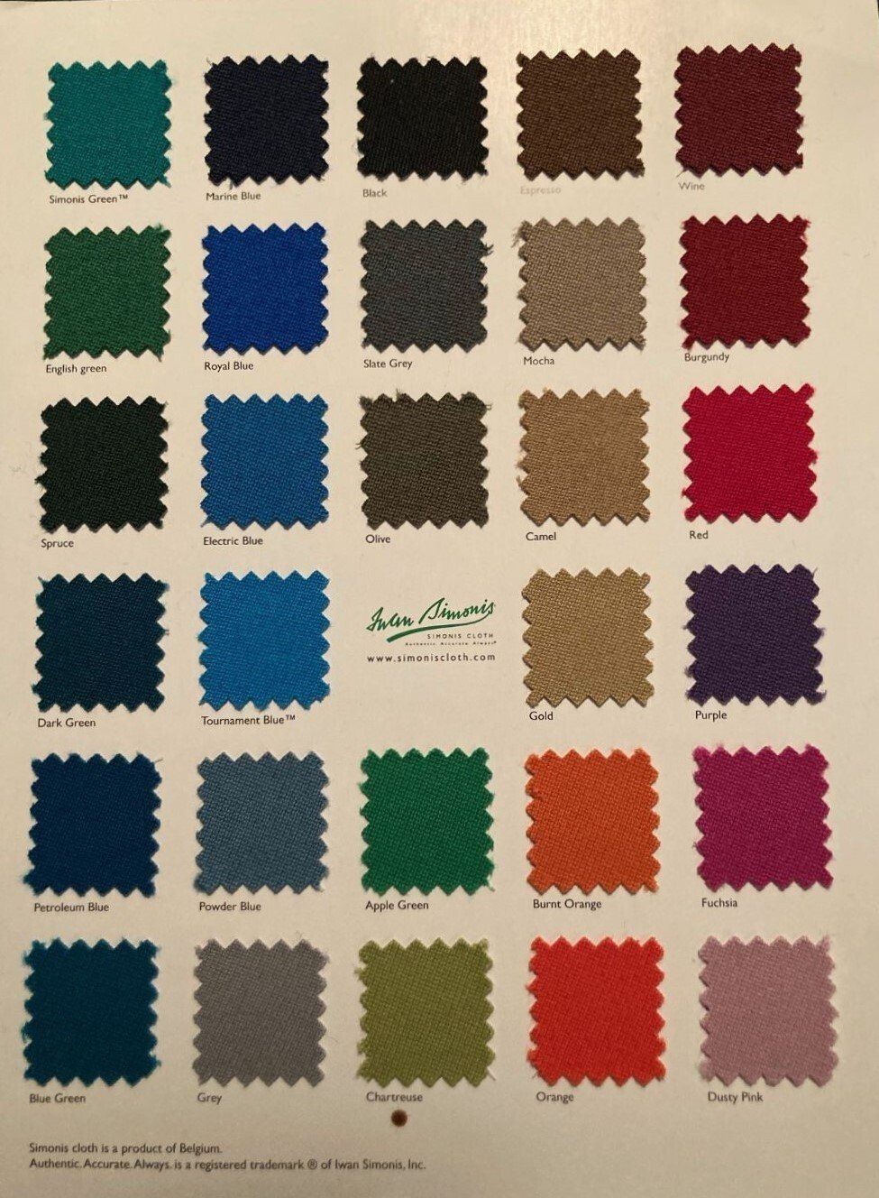 Simonis Color Chart
