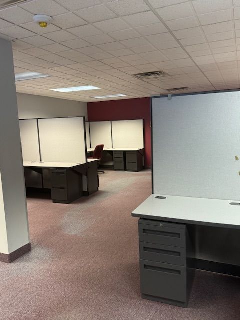 An empty office with cubicles